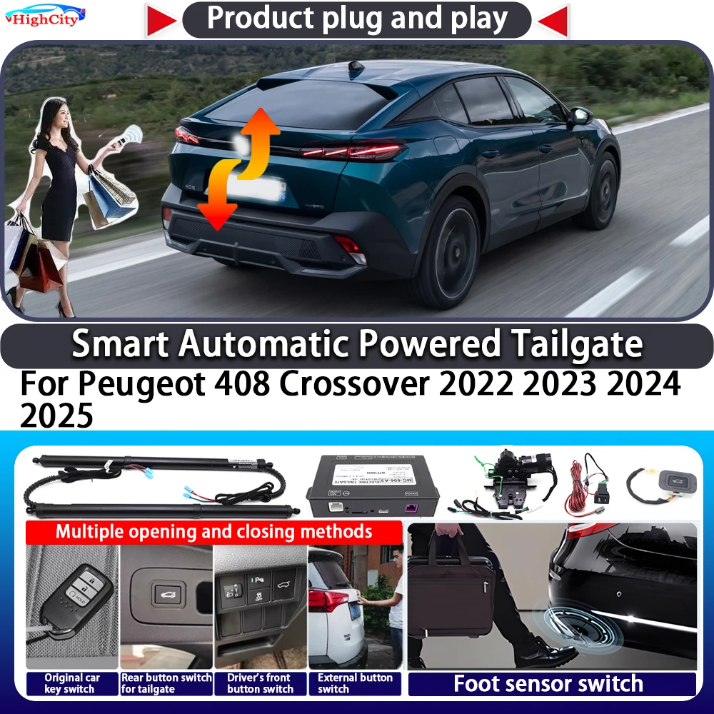

For Peugeot 408 Crossover 2022 2023 2024 2025 Smart Automatic Powered Tailgate Key Trunk Lift Close Kit Electric Power Tailgate