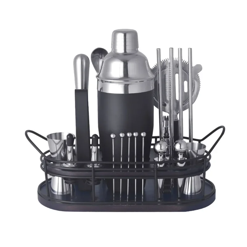 

Creative Shake Cup Stainless Steel Professional Cocktail Tools Mixer Set Storage Rack