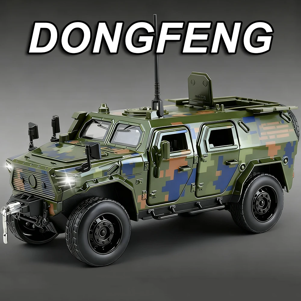 1:32 Scale DongFeng Mengshi Sabertooth Miniature Model Alloy Diecast Toy Car Sound Light Pull Back Door Opened Vehicle Kid Gifts