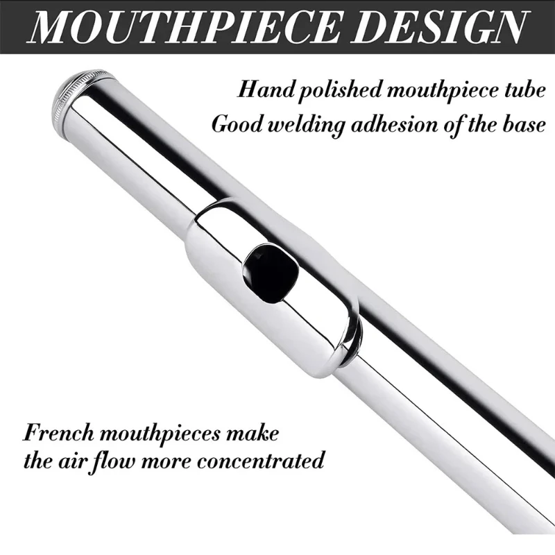 16 Closed Holes Flute C Key Cupronickel Concert Flute Transversal Flute Woodwind Instrument Parts & Accessories with Case