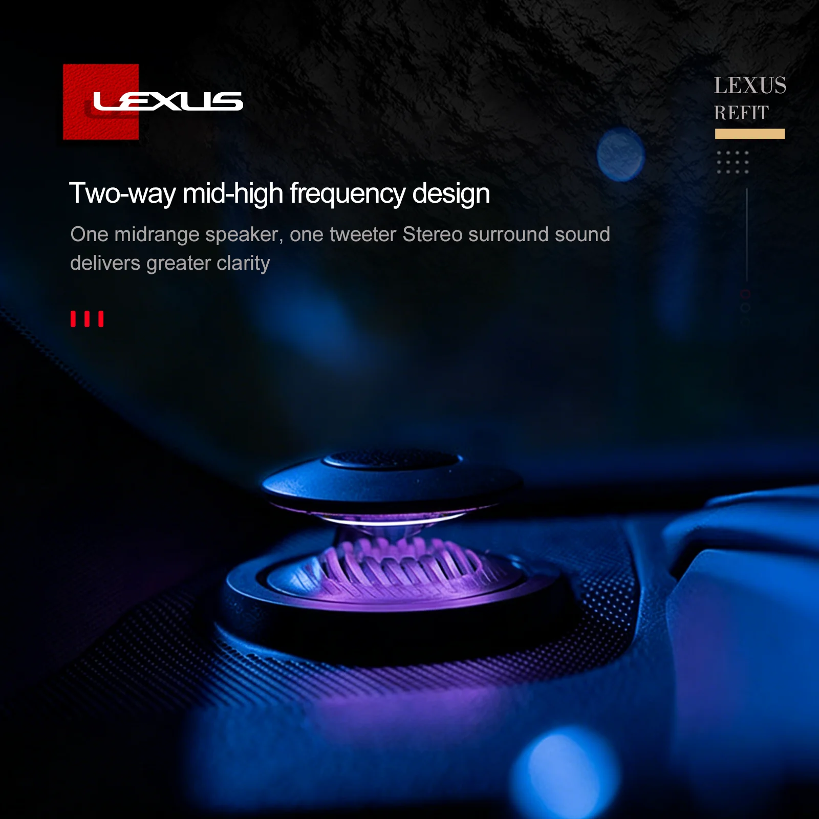Motorized Retractable Floating Mid‑High Tweeters Ambient Lighting Speaker For Lexus RX 2016‑2023 Plug & Play OEM Fit Install