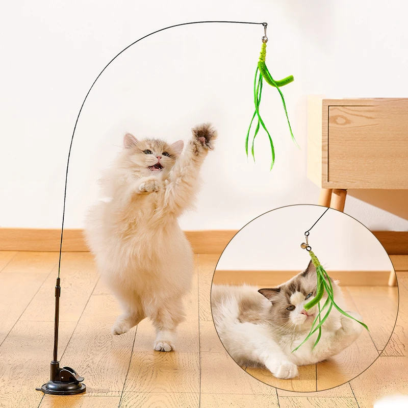 

Simulated Dogtail Grass Cat Teaser Stick with Suction Cup Detachable Extended RodInteractive Cat Toy Handheld Stick Pet Supplies