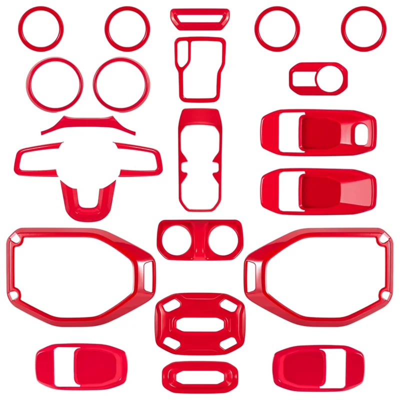 

23PCS Full Interior Decoration Trim Kit for Jeep Wrangler JL Gladiator JT 2018-2023 Accessories (Red)