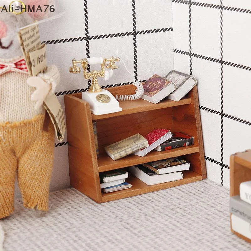 (YY) 1 قطعة 2025 جديد 1: 12 دمية مصغرة الخشب عرض الرف خزانة تخزين الرف لعبة بيت الدمية الأثاث نموذج اللعب #6