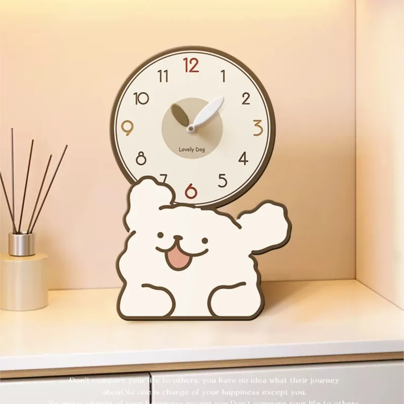 

MOMO Puppy Decorative Creative Clock Ornament Living Room Clock Pendulum Desktop Seat Clock Cream Wind Desktop Table Clock