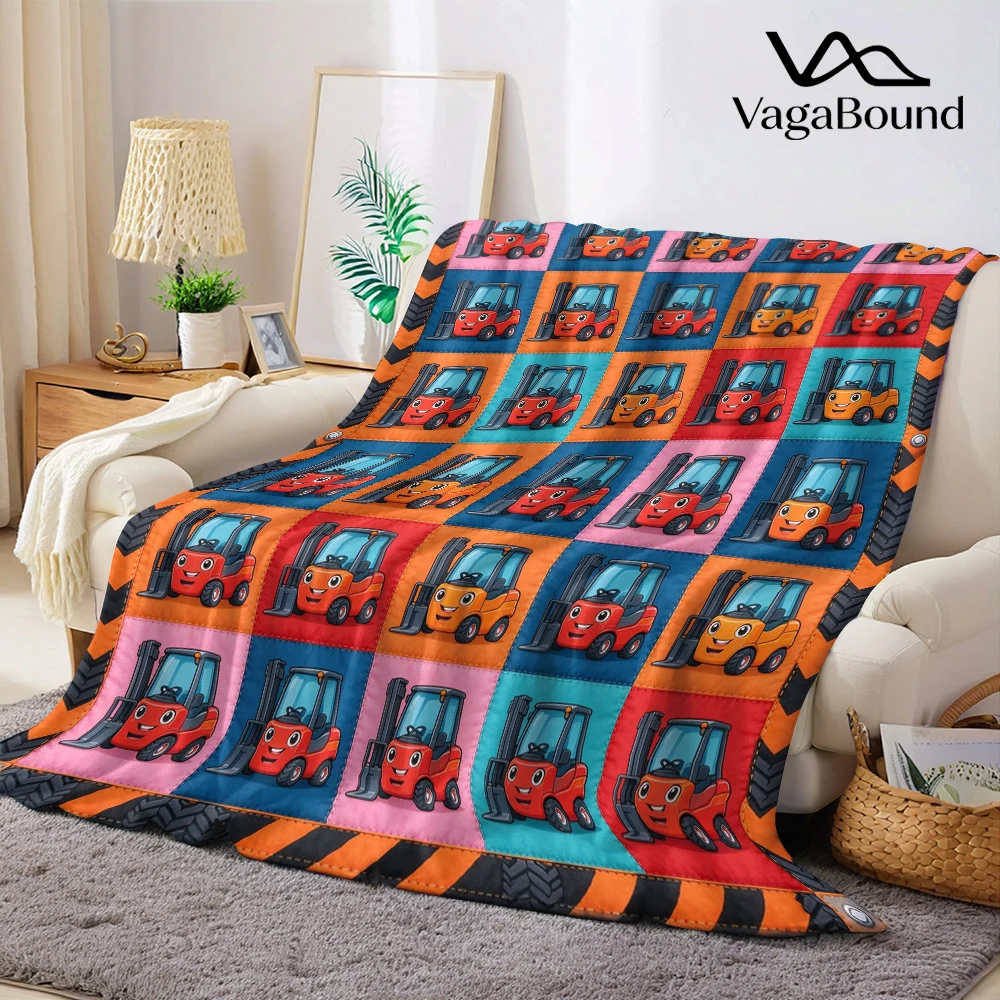 Forklift Tire Stripe Bolt Flannel Blanket Perfect for Sofa Office Bed Travel Sleep Read Relax Camping Four Season Use
