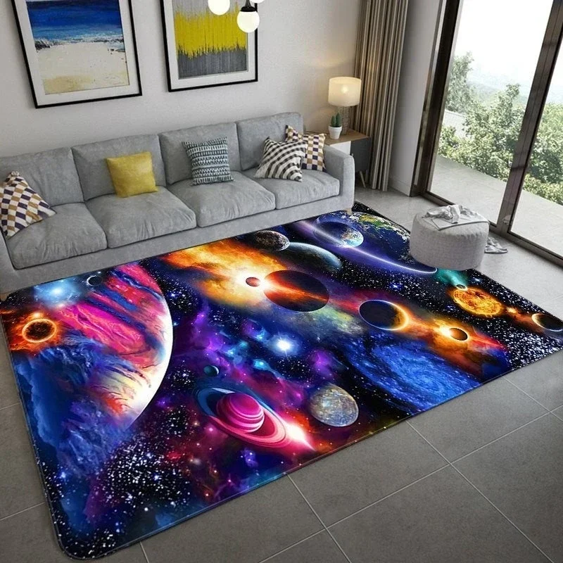 3D Solar System Carpet for Kids Room Space Planet Carpets Children's Bedroom Anti-slip Mat Home Decoration Play Crawling Mats