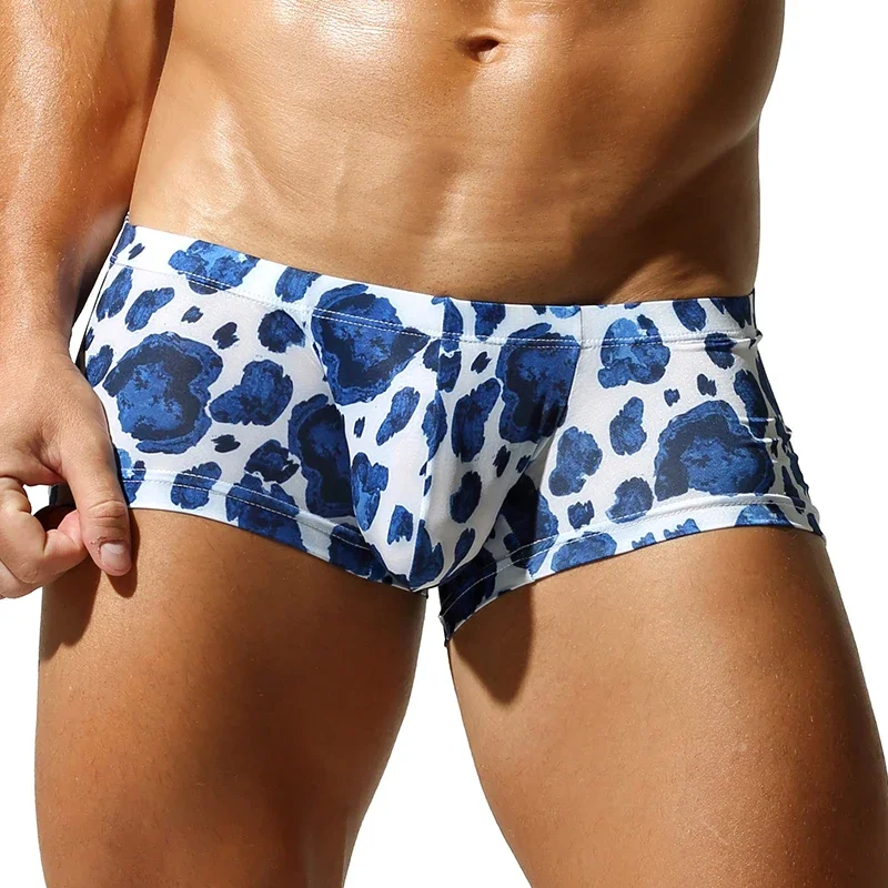 Men's Bulge Boxer Briefs Leopard Print Lightweight Breathable Quick-Dry Comfortable Casual Boxy Underwear for Daily/Active Wear