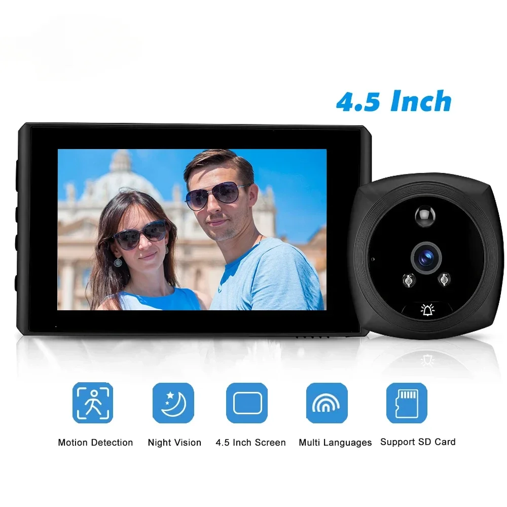 4,5 Zoll 1080P Digitaler Türspion Smart Home Guckloch Türklingel Kamera PIR Bewegungserkennung
