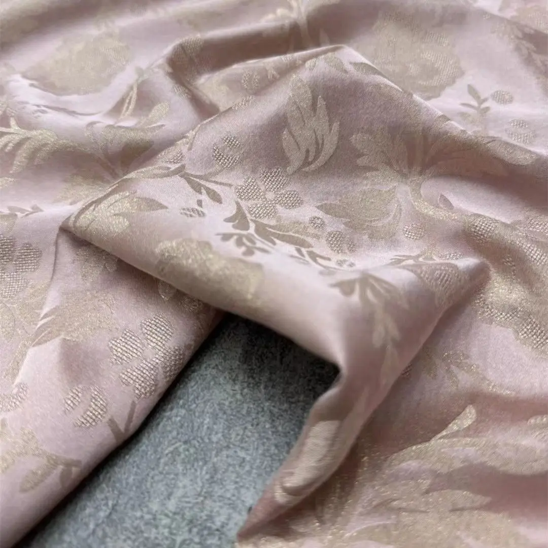 

Тканая жаккардовая ткань из натурального шелка Sweet Dreams, 21 мм, позолоченная шелковая ткань для одежды