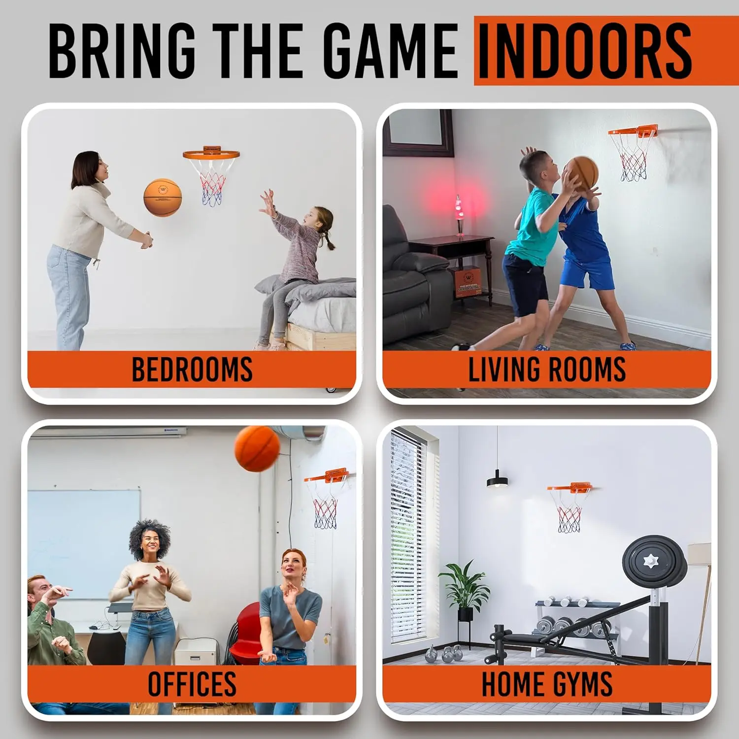 Wall Mounted Basketball Hoop Dual Installation Screw Adhesive 2 Ways Install Mini Basketball Rim for Indoor Home Play view 2