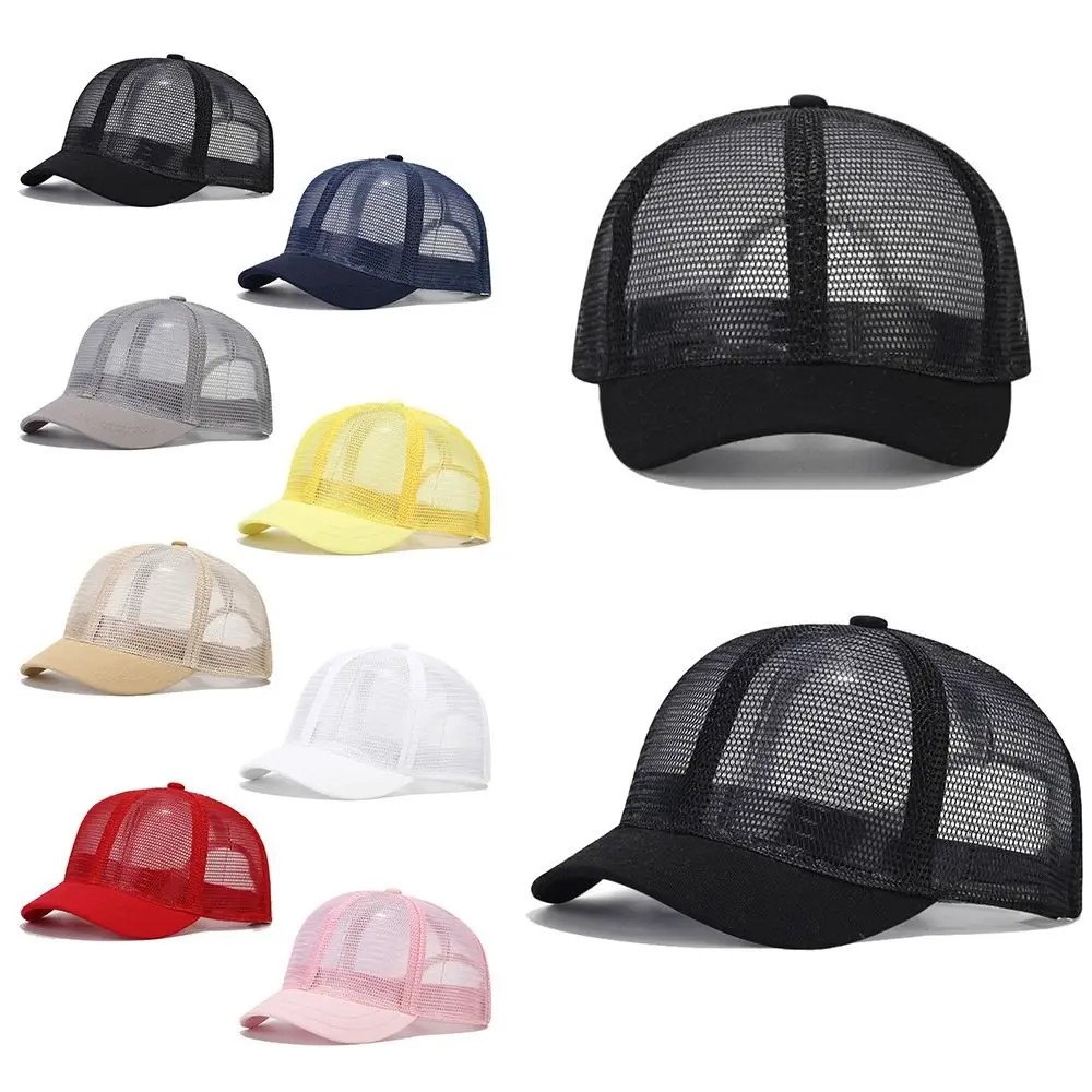 Casual Short Brim Baseball Cap Full Mesh Quick Dry Sun Hat Breathable Solid Color Peaked Cap for Women/Men