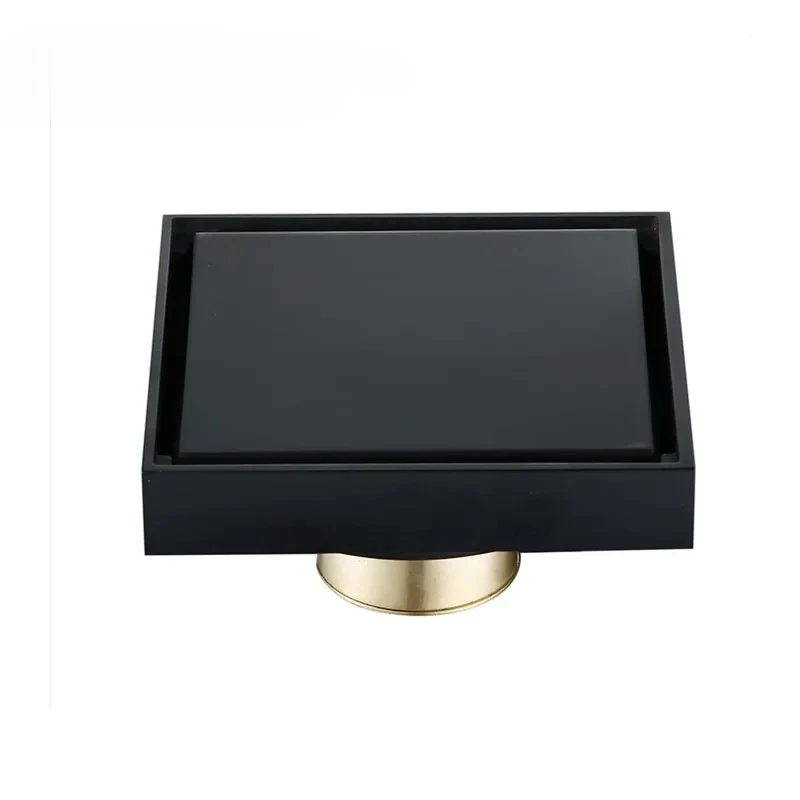 

1PC Bath Shower Floor Drain Brass Matte Black Finish 100x100mm Square Waste Drain Bathroom Accessories