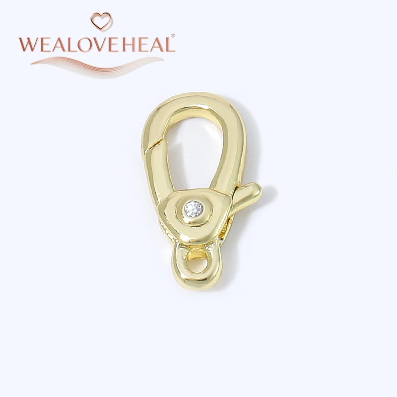 armband verschluss, 18K vergoldete Messing-Karabinerverschlüsse mit eingelegtem Zirkon, 11,5 mm Federhakenverschluss für DIY-Halsketten- und Armbandzubehör, Großhandel – Detail 18
