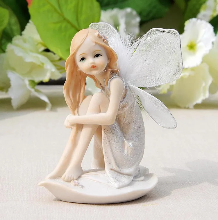 Home Decoration Girl Angel Ornament Flower Fairy Ornament Resin Crafts Desktop Home Car Carrying Decoration