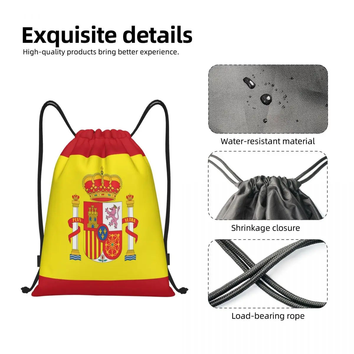 Spain Drawstring Backpack Sports Gym Sackpack Super Poly Football String Bags for Exercise