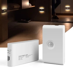 Luz LED nocturna con Sensor de movimiento inalámbrico, lámpara de pared alimentada recargable, magnética, para pasillo, decoración del hogar