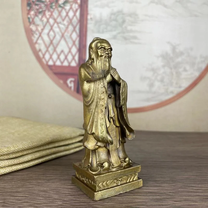 , Sculpture for Study Desk, Bronze Statue of the Sage Confucius, Home Decorati