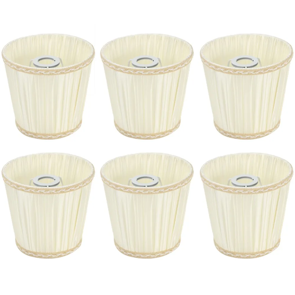 

6PCS Decorative Cloth Fabric Lampshade Beige Color Crinkle Texture Lamp Cover Pleated Lamp Shades Wall Lamps