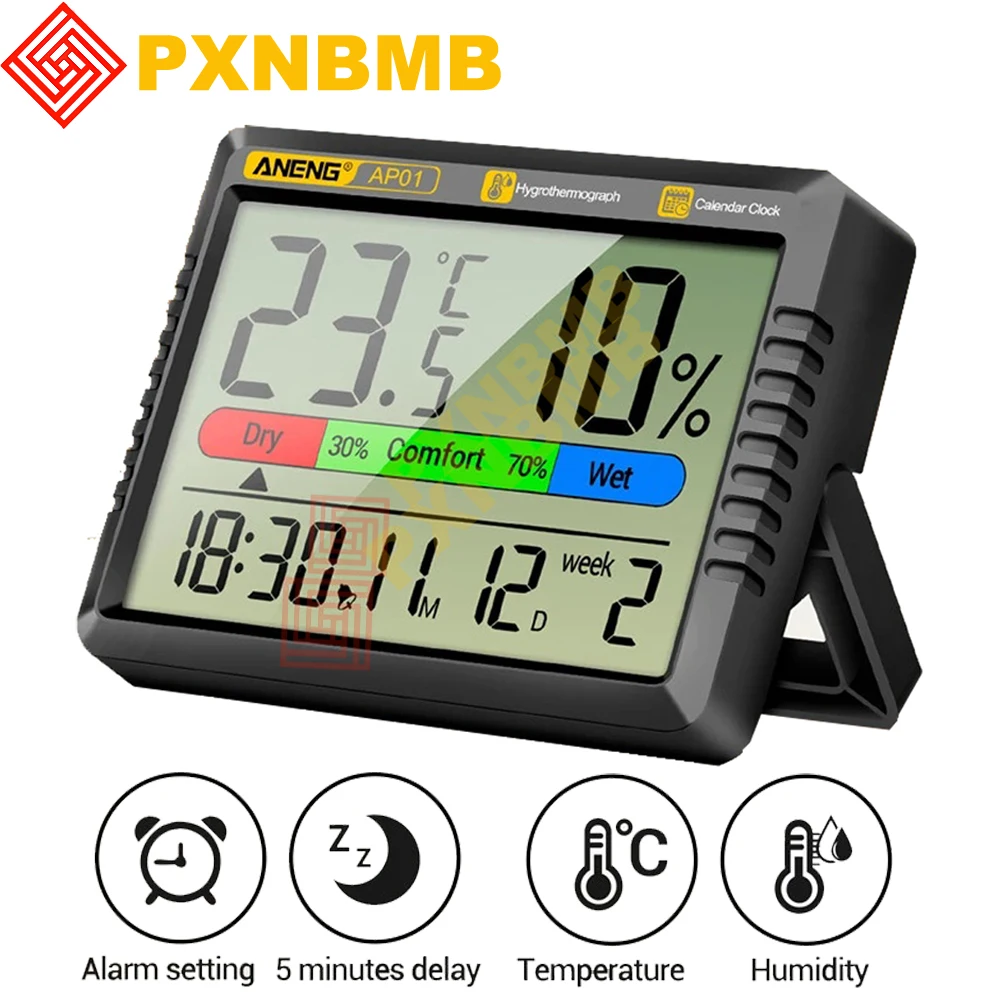 

10-50 ℃ Измеритель температуры и влажности AP01 Многофункциональный измеритель ручного прецизионного цифрового воздушного термометра, гигрометра, тестера