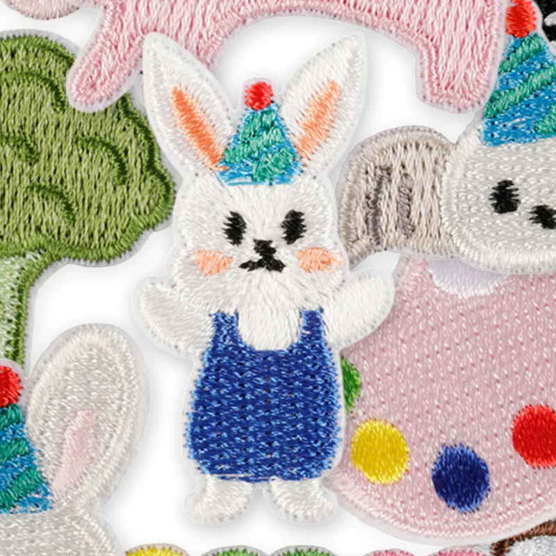 18-teiliges Set Tier-Lebensmittel-Aufnäher für Kleidung zum Aufbügeln, bestickte Anime-Aufnäher zum Annähen, DIY-Kinder-Aufkleber, Jacken-Stoffapplikationen – Detail 4