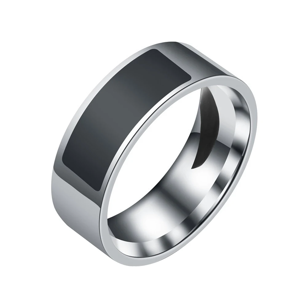 

8Mm Smart Ring For Men Multi-Functional Waterproof Touch Unlock Share Business Card Password Black Size 7 Finger Digital