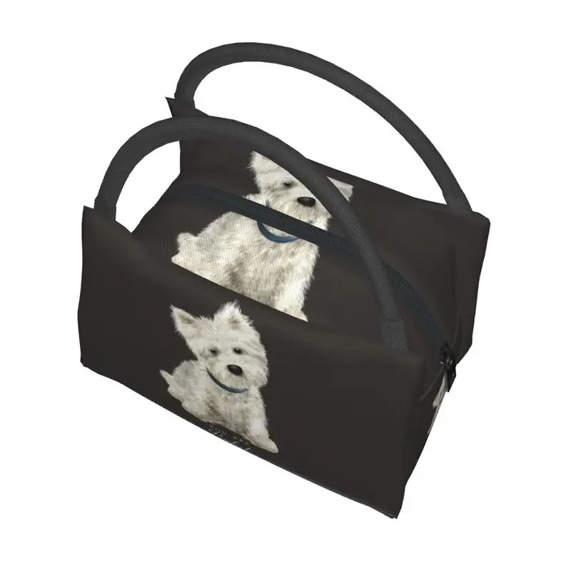 Cute West Highland White Terrier Dog Insulated Lunch Bags for Women Portable Westie Puppy Cooler Thermal Lunch Box Work Picnic