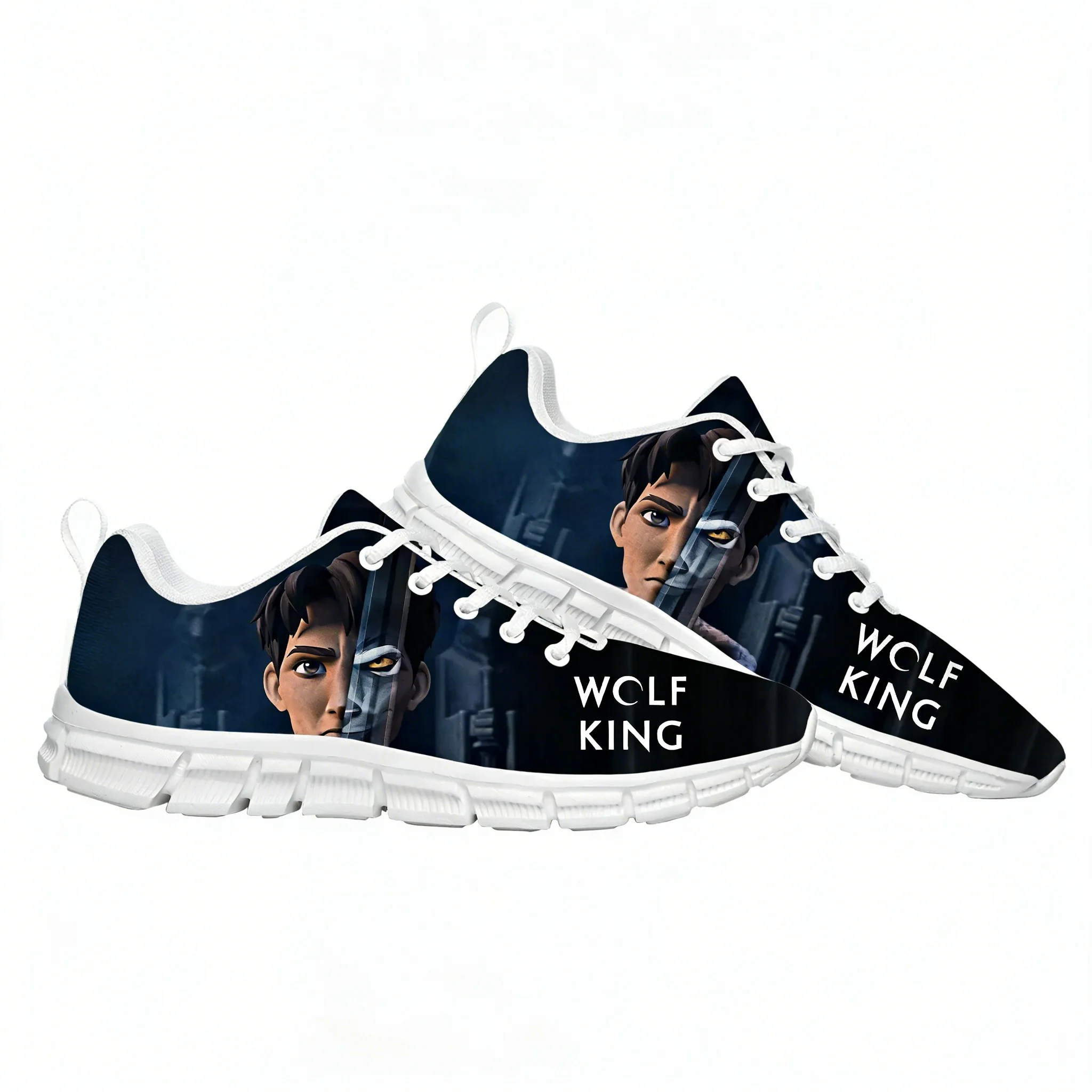 Tênis casuais Wolf King para homens, mulheres e adolescentes, calçados esportivos de alta qualidade com estampa de moda, tênis confortáveis ​​e personalizados