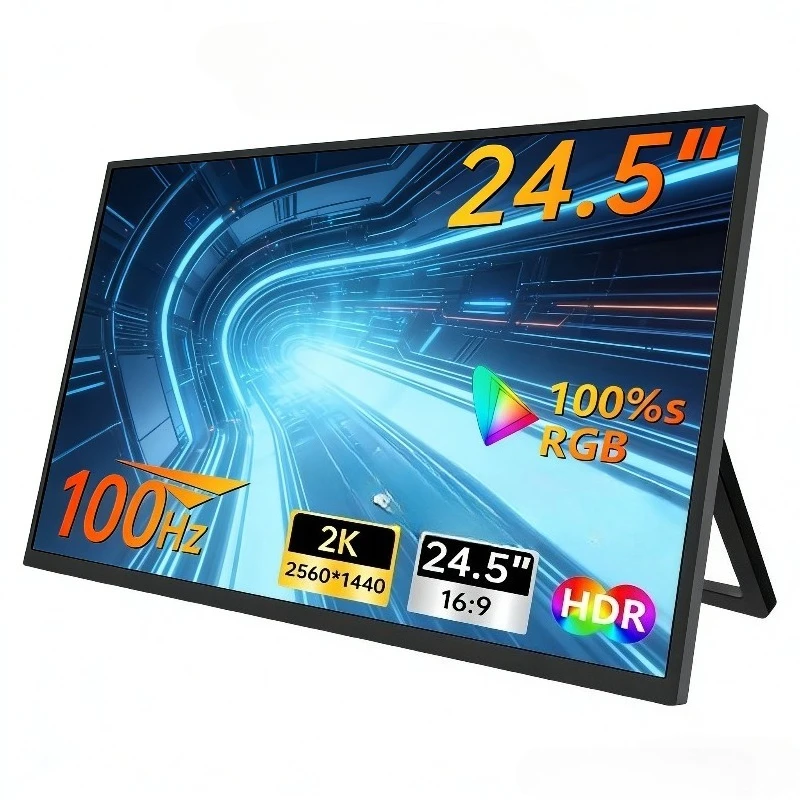2K 24.5 Inch LPS Portable LED LCD Display Gaming  with Type-c 100Hz 100% SRGB Portable