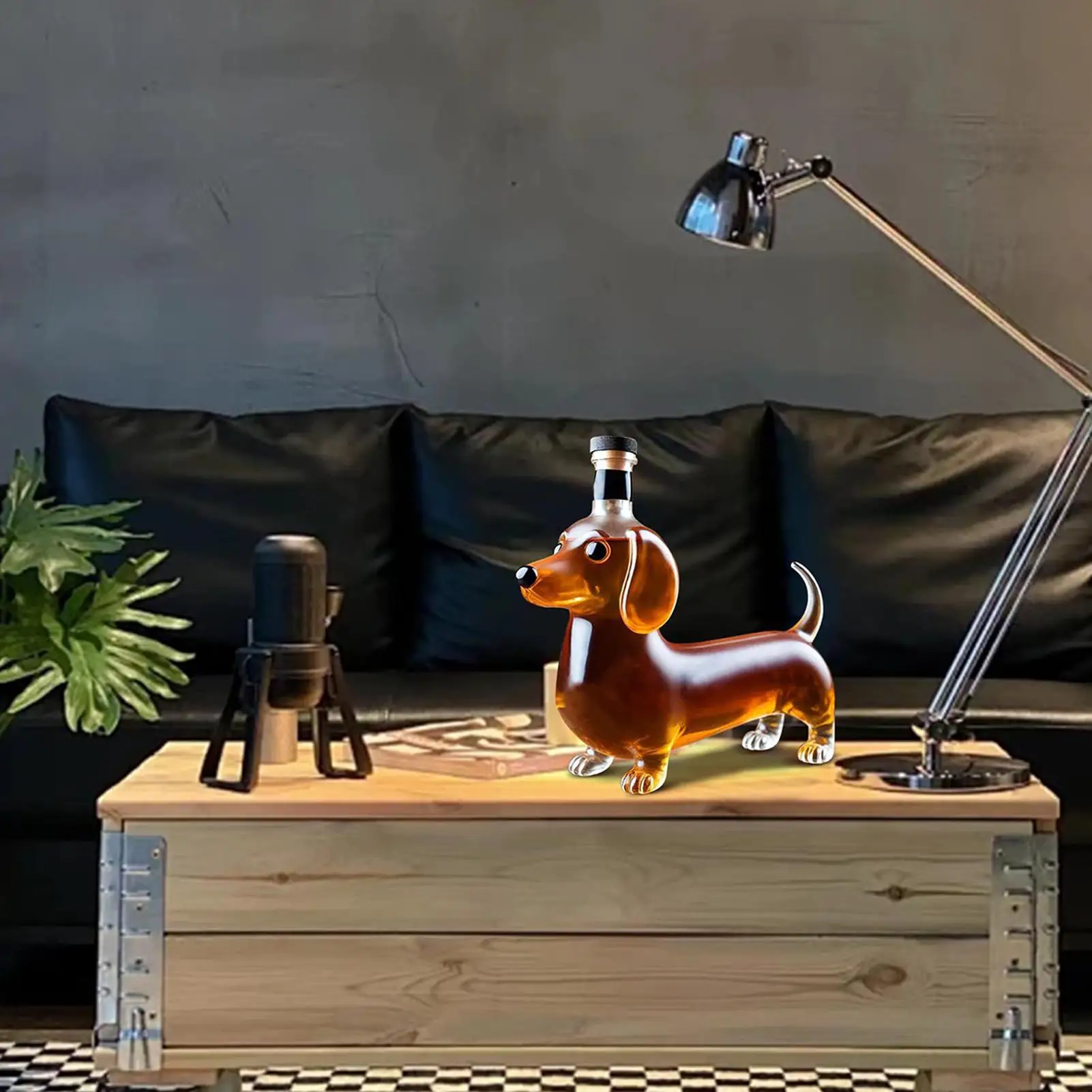 Whiskey Bottles Glass Liquor Bottle Dachshund Dog Shape Decorative Decanter Animal Statue Wine Container for Birthday Christmas