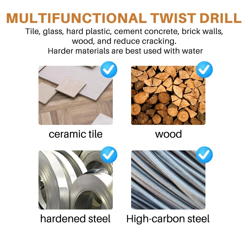 7Pcs 1/4Inch Hex Shank Titanium Combination Drill And Tap Set Metric Thread HSS M3-M10 Screw Tapping Bit Tool