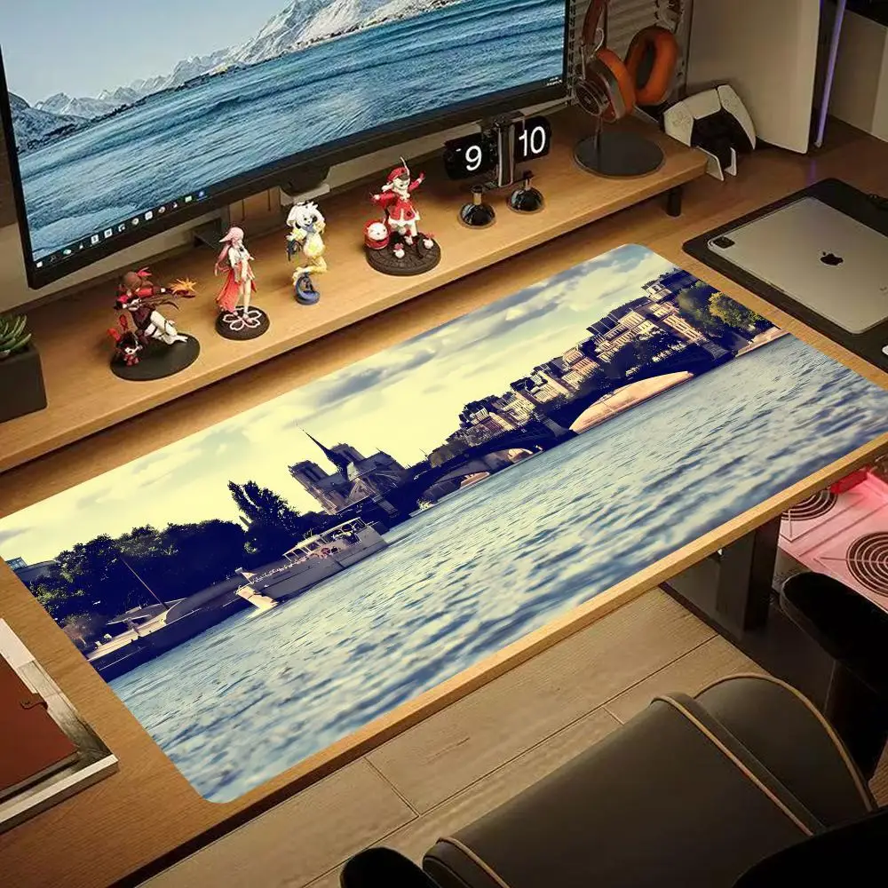 

Mouse Pad France The Seine River HYB XXC non-slip Gaming Mousepad Gamer E-Sports Mouse Mat Game Mechanical Keyboard XXL Desk Mat
