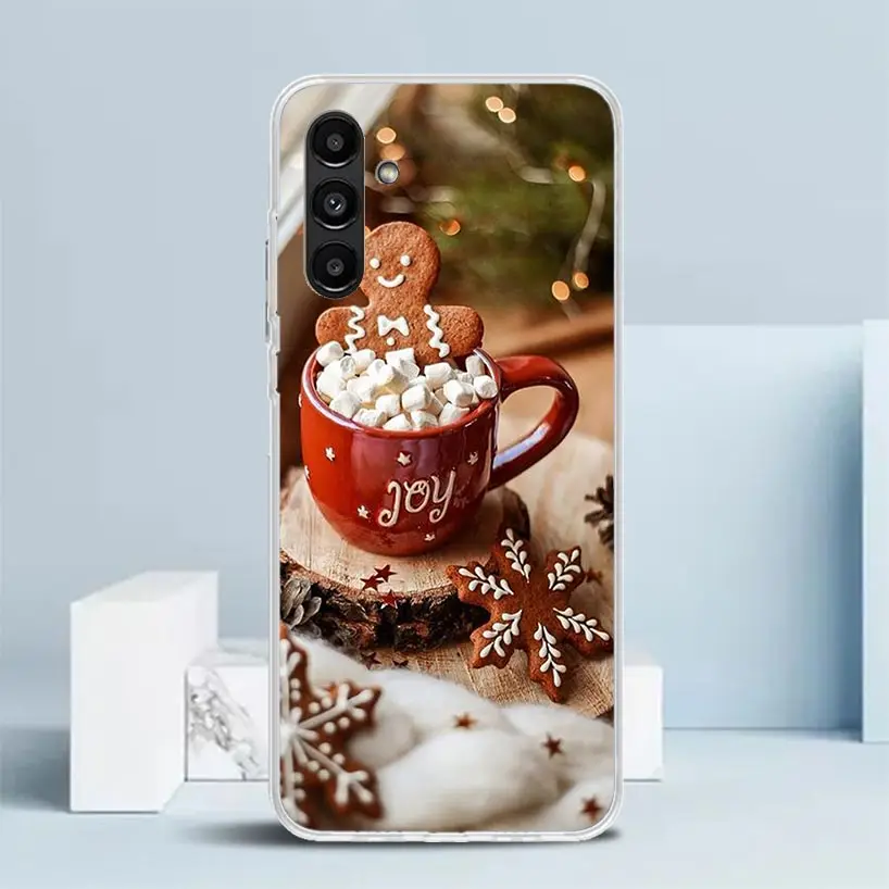 Winter Coffee Christmas Phone Case For Samsung Galaxy A15 A14 A13 A12 A55 A54 A53 A52 A35 A34 A33 A32 A25 A24 A23 A22 A04S A03S