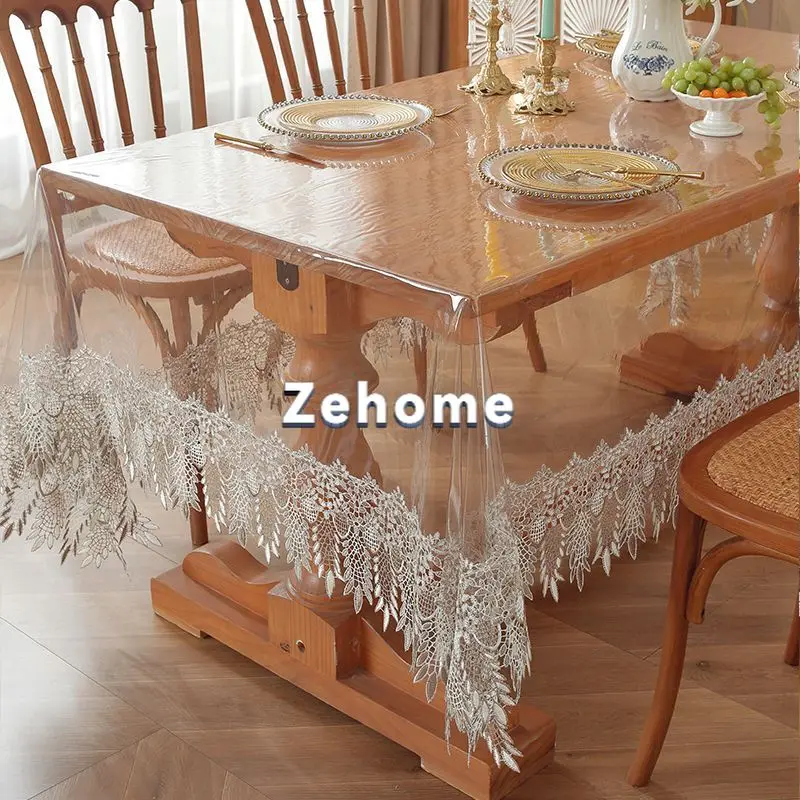 pg dining table mat transparent tablecloth waterproof, oil-proof, anti-scalding and high temperature-resistant leave-in desktop