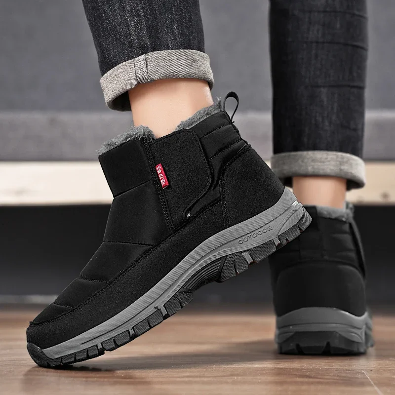أحذية الشتاء الرجالية للثلج مقاومة للماء الدافئة القطيفة المضادة للانزلاق أحذية المشي لمسافات طويلة في الهواء الطلق أحذية رياضية للرجال