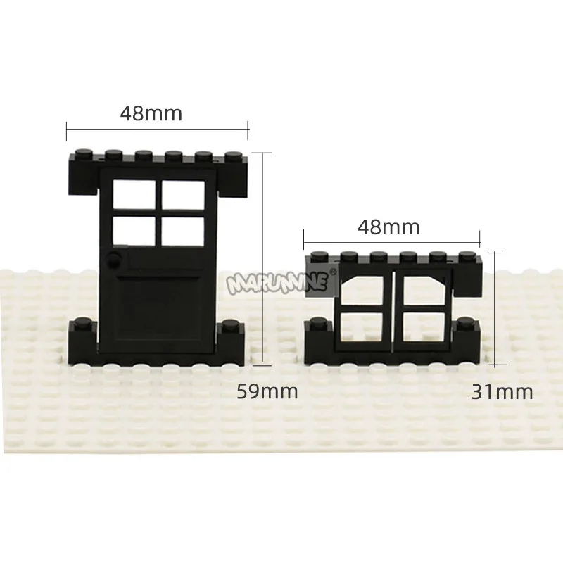 Marumine 60608 okno 1 / 2 do rama 1x4x3 i 92950 cegły 1x6 MOC cegły drzwi domowe 10 zestawów DIY Creater części sztuk dla dzieci zabawki dla dzieci