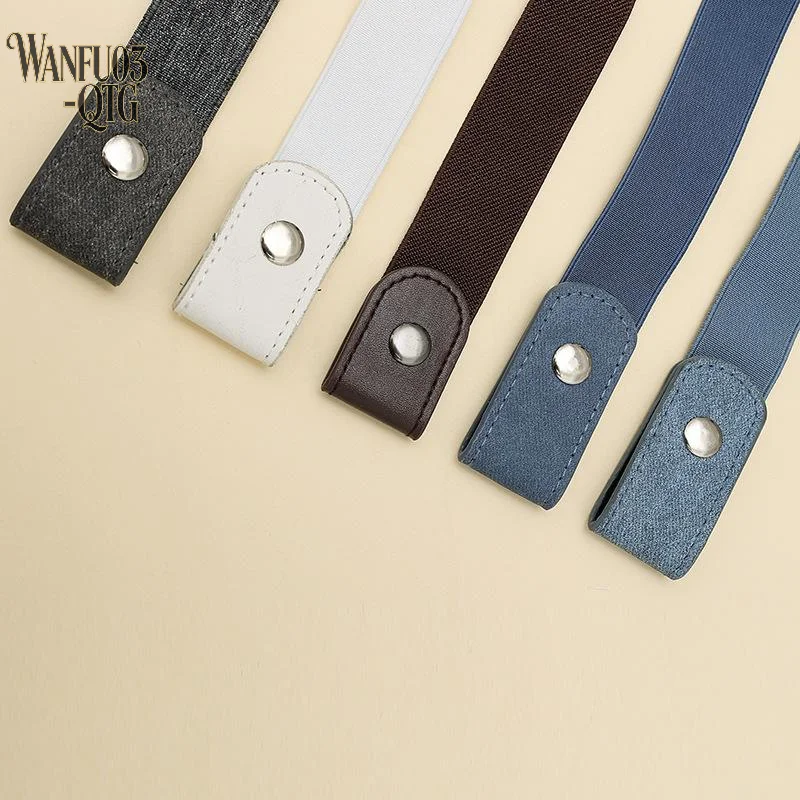 Hot Sale Fashion Easy To Wear Invisible Belt Stretch Elastic Canvas Elastic Waist Band Adjustable Buckle-Free Belts Fashion Wear