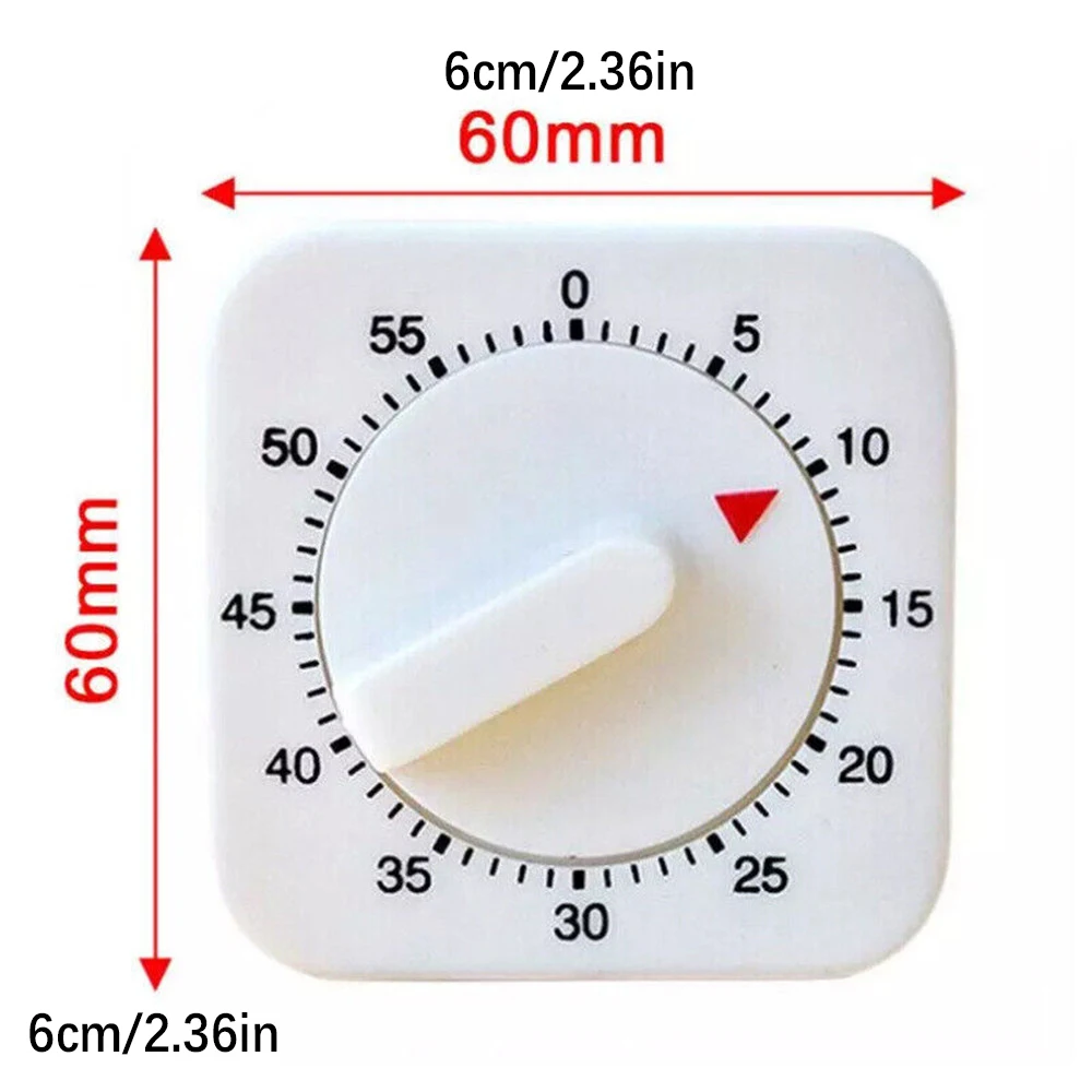 Practical 60 Minutes Kitchen Timer Cooking Tools White Square Mechanical Timer Countdown Alarm Reminder