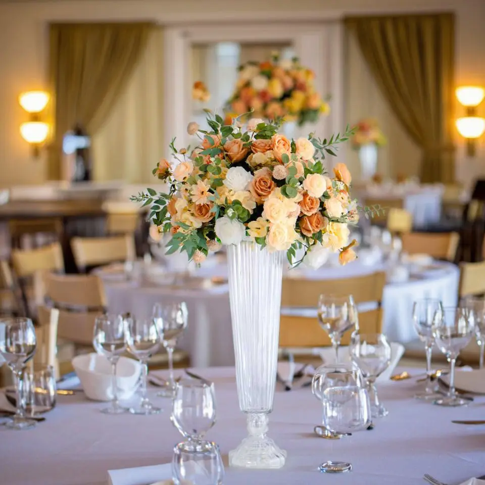 6 قطعة f30 76 سنتيمتر الزفاف الديكور مخطط طويل القامة واضح الزجاج زهرية كبيرة زهرة البوق زهرة زهرية حامل الجدول محور ivy415 #3