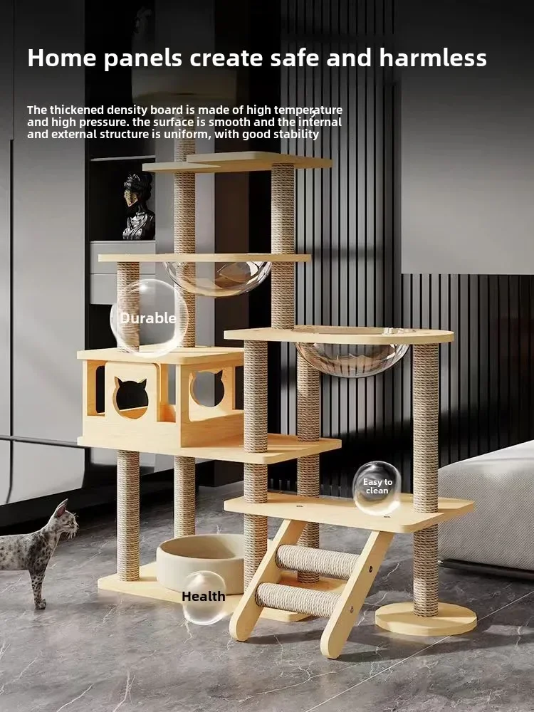 Cat Climbing Frame, Nest Integrated, Scratching Column, Space Capsule,  Frame, Large, Tree House