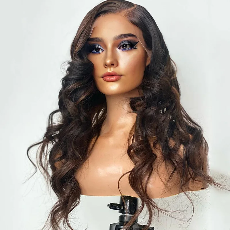 

Soft 5x5 Silk Base Ombre Brown Glueless Natural Body Wave Jewish Human Hair Wig Baby Hair HD Lace European Hair Preplucked