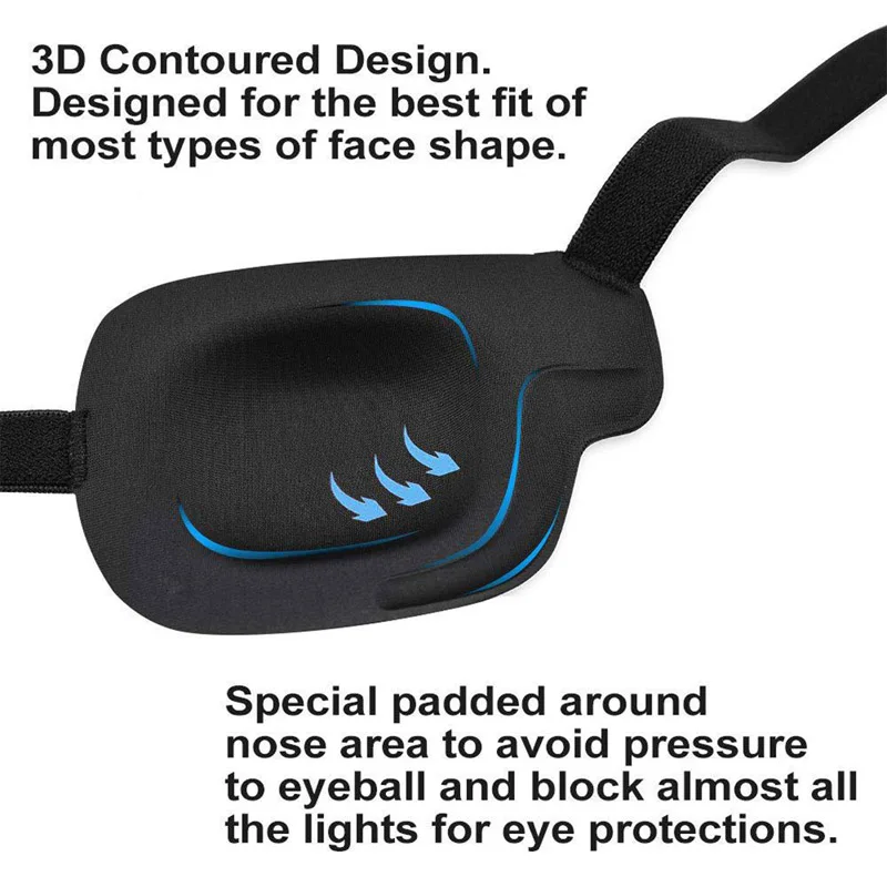 1PCS Black Single Eye Patch Adjustable 3D Foam Groove Breathable Eyeshades For Lazy Eyes Medical Use Concave Eye Patch