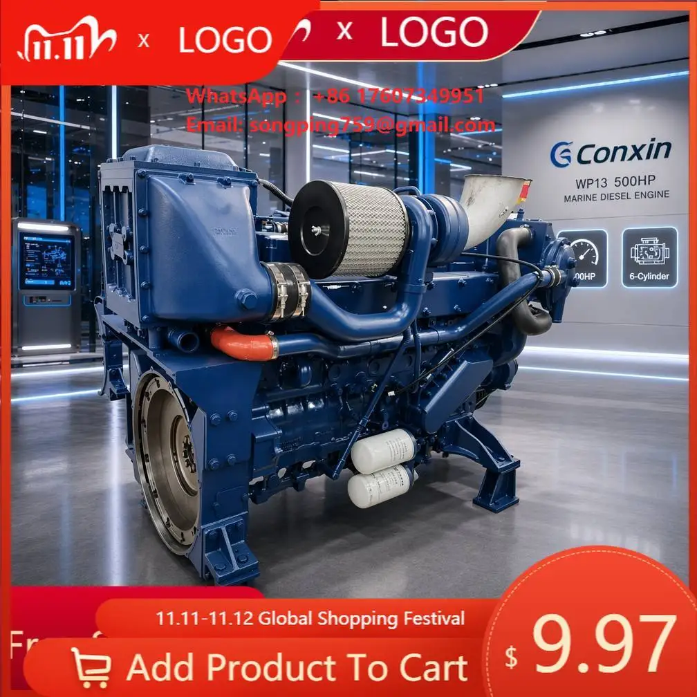 CONXIN WP13 500HP 6 Cylinder 4 Stroke New Inboard Marine Diesel Engine Electricity Starting for Boat High Quality Water Cooled