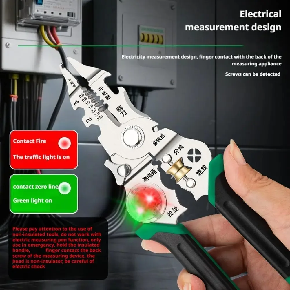 10 IN 1 multi-functional Wire Stripper with Electricity Measurement Plier for Cutting Pulling Wires Cable Electrician Scissors