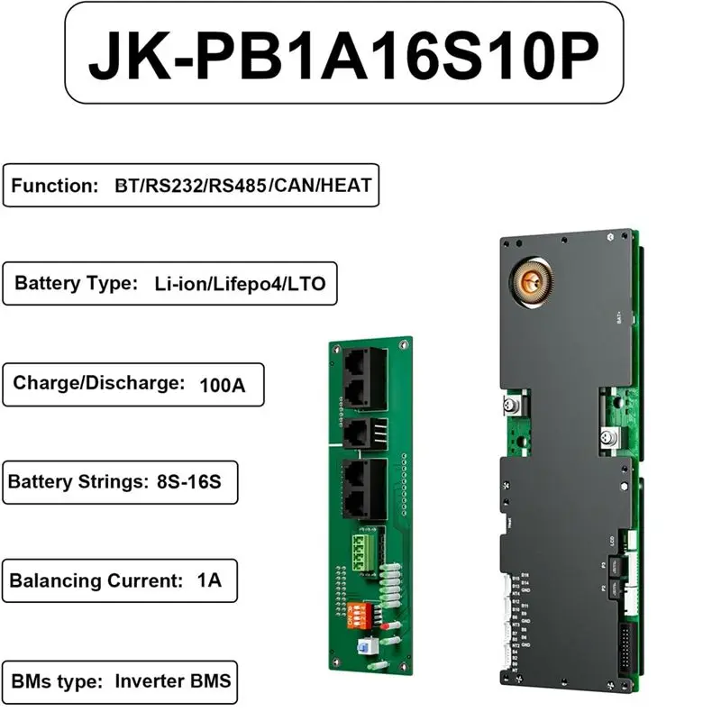 [A92P!】 Inverter BMS 8S-16S 24V-48V 100A Home Energy Storage 1A Active Balance Built-In Bluetooth With RS485 For Solar System