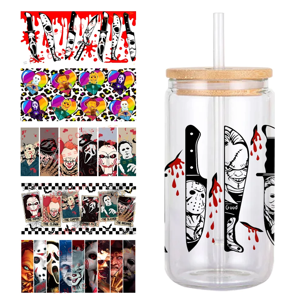 Horror UV DTF Transfer Sticker Waterproof Transfers Decals For 16oz Glass Cup Wrap Stickers