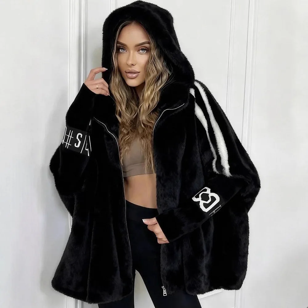Mink Fur Short Stand Collar Loose Slimming Faux Fur Baseball Coat