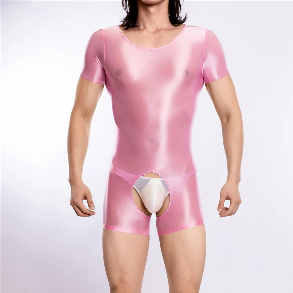 الرجال لون الحلوى ارتداءها السلس لامعة لامعة تي شيرت مثير اليوغا يوتار مرونة تشكيل الجوارب العلوية مقاومة للبقع النفط