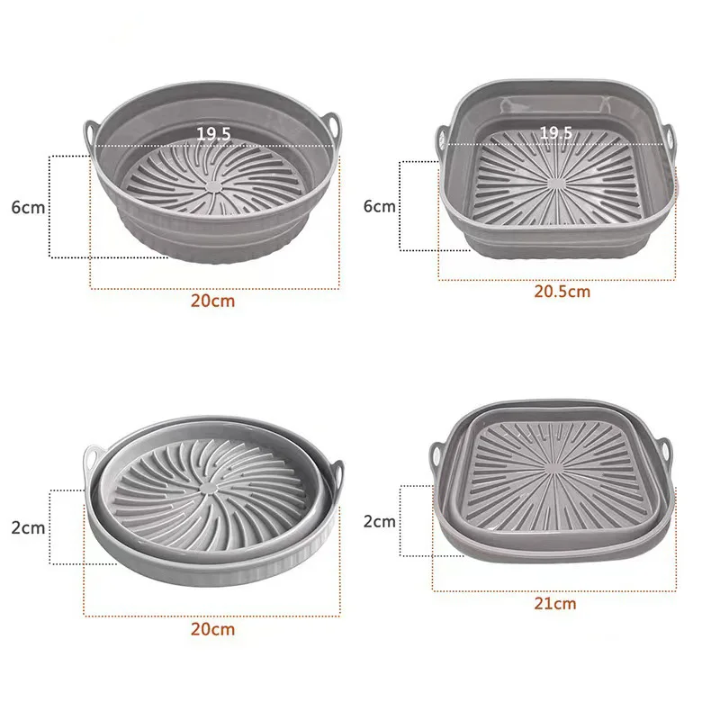 Foldable Air Fryer Silicone Liners Reusable Silicone Air Fryer Basket Food Safe Non Stick Air-Fryer Bakewa Kitchen Accessorie