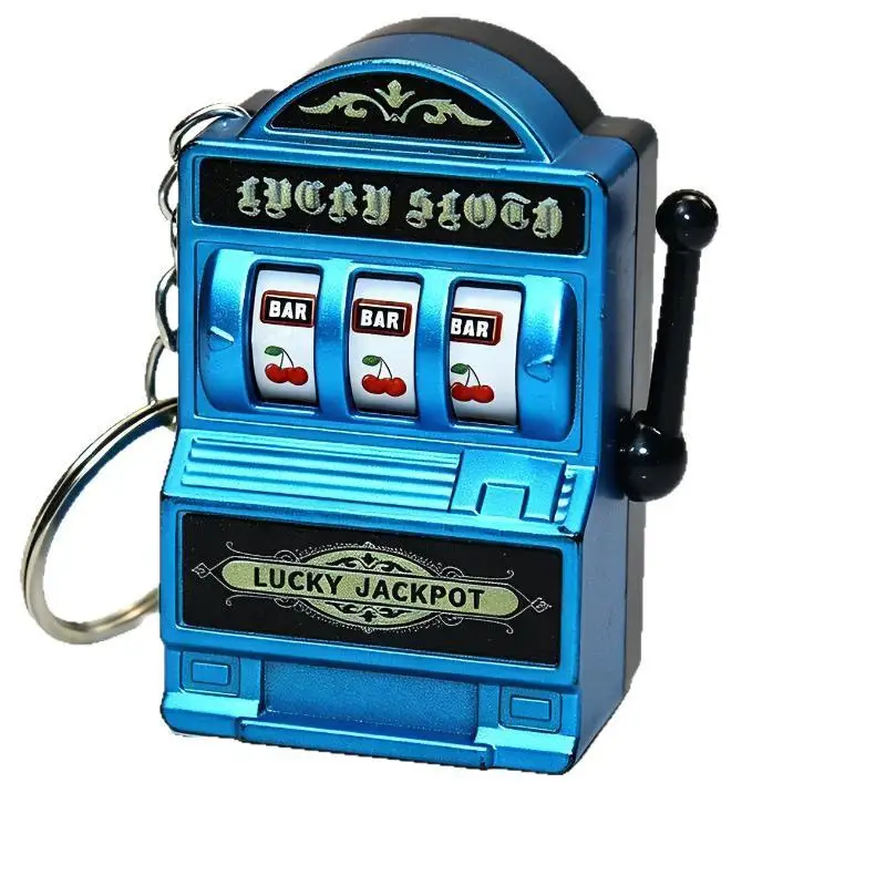 Mini Slot Machine Keychain Creative Pocket Arcade Gambling Lucky Jackpot Fun Toy for School Bag Pendant